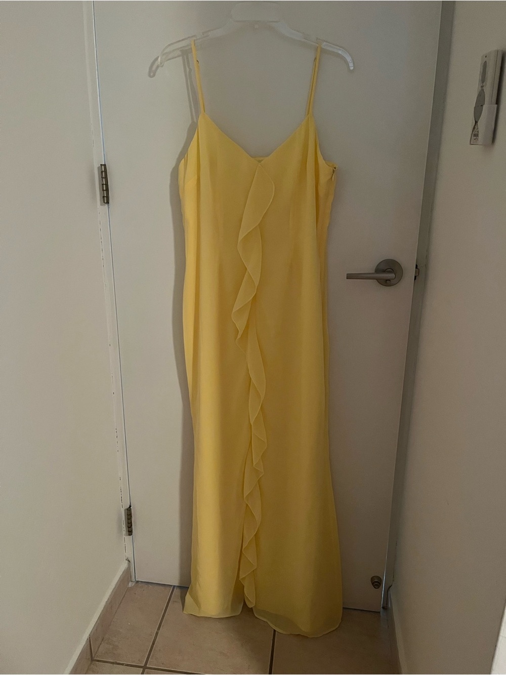 Spaghetti Strap Yellow Ruffle-Front Maxi Dress - Picture 3 of 3